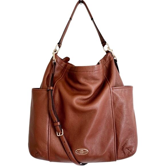 COACH Chicago Gallery Park Pebbled Leather Hobo Crossbody Bag in Brown Crossbody - Picture 1 of 15